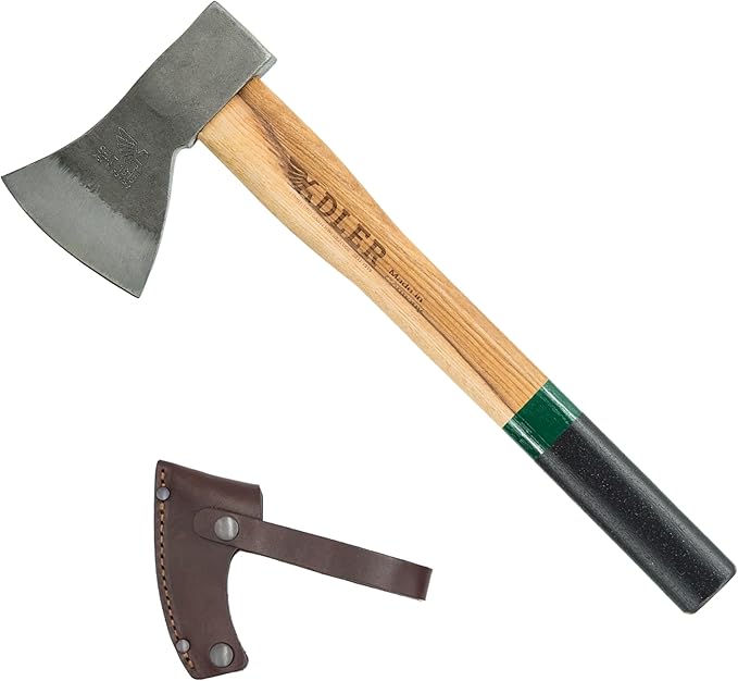 Rheinland Throwing Hatchet - World Axe Throwing League Compliant (1.95lbs, 15.75" Hickory Handle) - German-Made Throwing Axe with Sheath (Green Stripe)