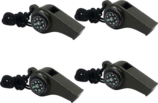 2 Pack Emergency Survival Whistle, 3-in-1 Emergency Whistles with Compass and Thermometer, Loud Safety Whistle with Lanyard for Outdoor Hiking