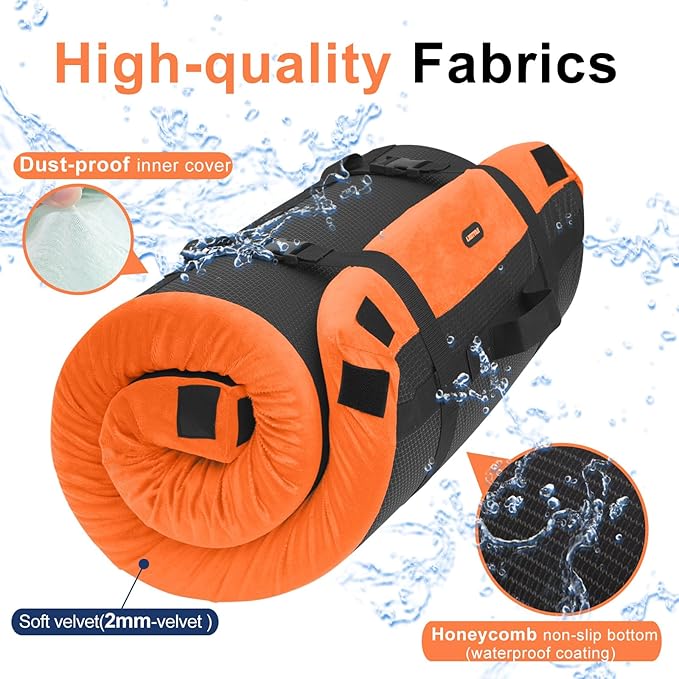 Memory Foam Camping Mattress pad, Comfortable Thick Floor Sleeping Mat for Adults with Waterproof and Non-Slip Bottom, Portable Roll Up Mattress for Sleepover Guest,Cot Mad for Car Camping