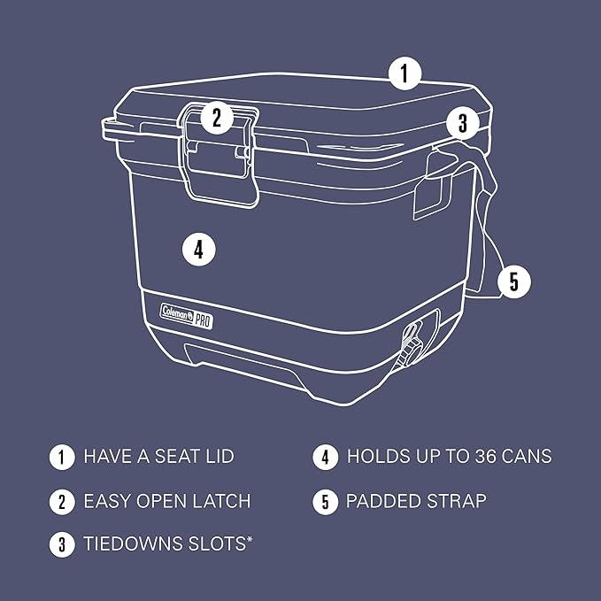 Coleman Pro Heavy-Duty, Blue Sky, 25qt Ultra-Light Premium Hard Cooler, Extra-Thick Insulation Keeps Ice up to 3 Days, 36-Can Capacity