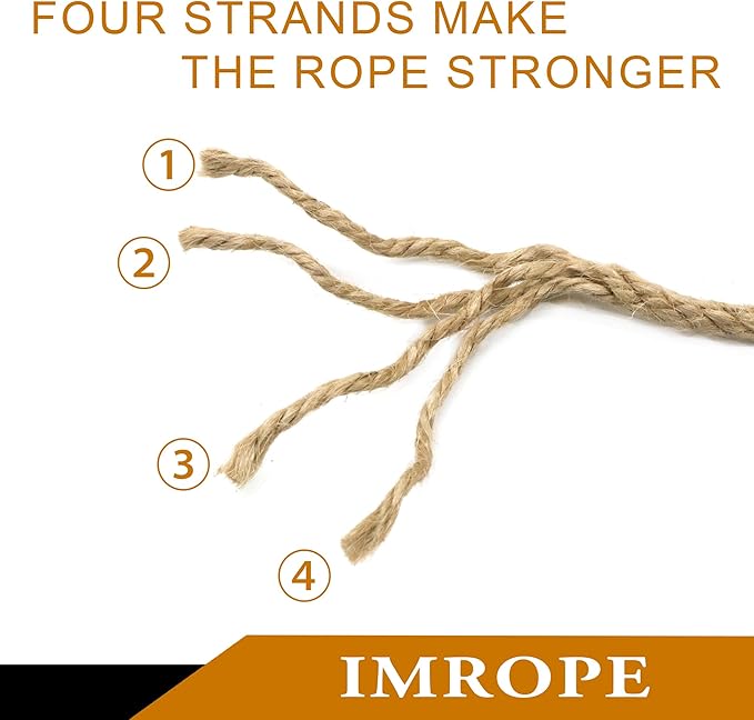 6mm x 300 Feet Natural Jute Rope, Twine for Gardening Tomato Climbing Plant Tie Floristry Crafts Gift Wrapping Packing Decor