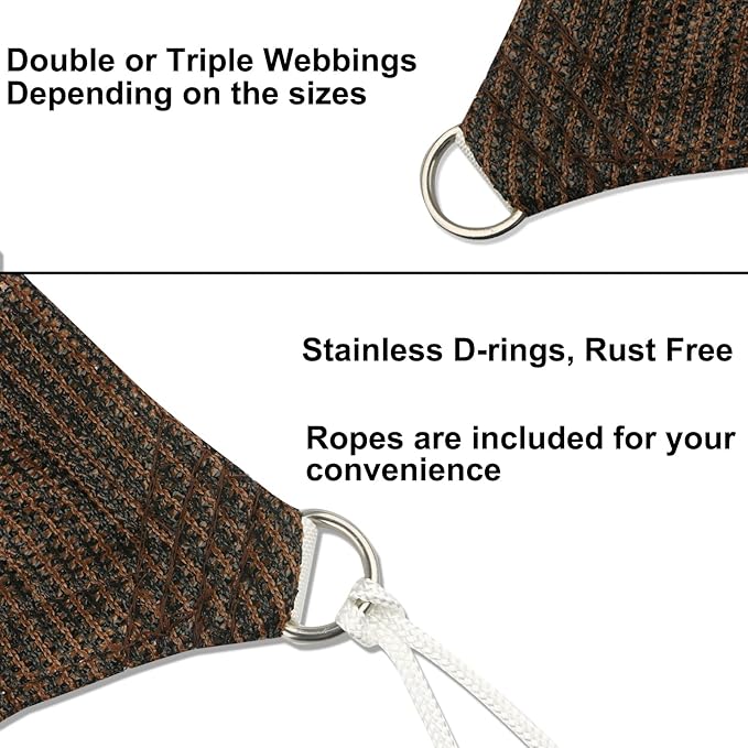 8' x 13' Brown Outdoor Sun Shade Sail Canopy ??UV Resistant Permeable Awning Fabric for Patio, Garden, Backyard, Pergola, Carport, Lawn Shelter Cover