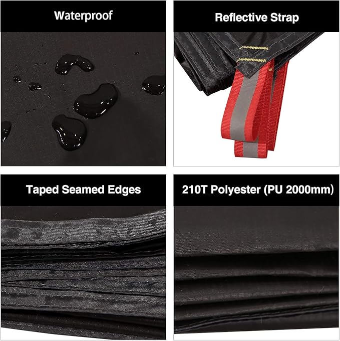 REDCAMP Ultralight Tent Footprint, PU 2000 Waterproof Camping Tent Tarp with Drawstring Carrying Bag for Ground Camping Hiking (55"x87" UL Black)