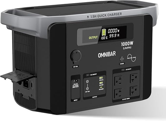 Portable Power Station 1000W (2000W Peak),1075Wh LiFePO4 Battery, 1000W AC/100W USB-C Output, 1.5 Hrs Fast Charge, Solar Generator for Outdoor Camping, Emergency Backup, RVs, Off-Grid Living
