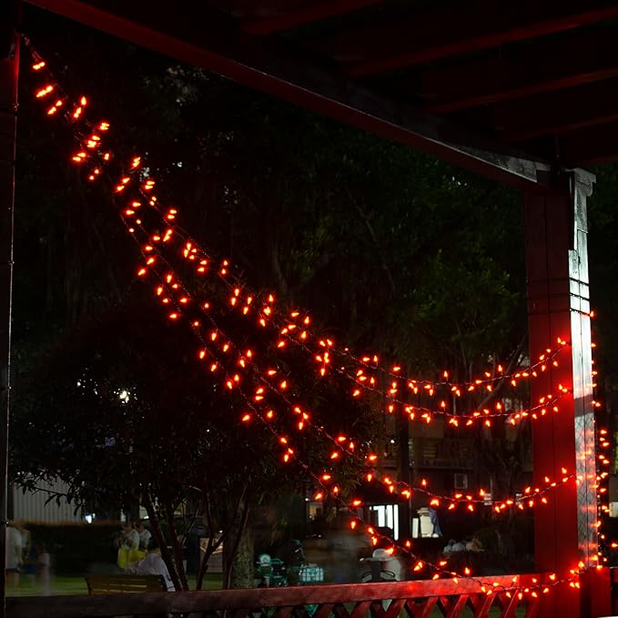 100 Count Orange String Lights Plug in, 21ft Fall Lights with Black Wire, Orange Lights for Halloween Decorations Indoor, Mini String Lights Outdoor Tree Porch,Party Decor