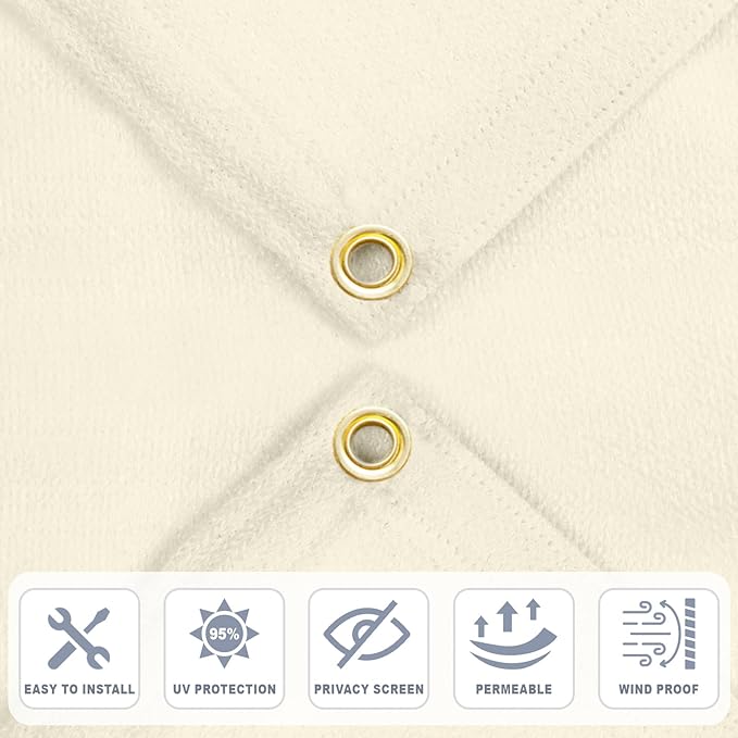 Cool Area Sun Shade Cloth with Grommets 11×12 FT Shade Panel Shade Tarp Screen Fabic for Outdoor Patio Pergola Cover Deck Garden, Butter Cream (Customized)