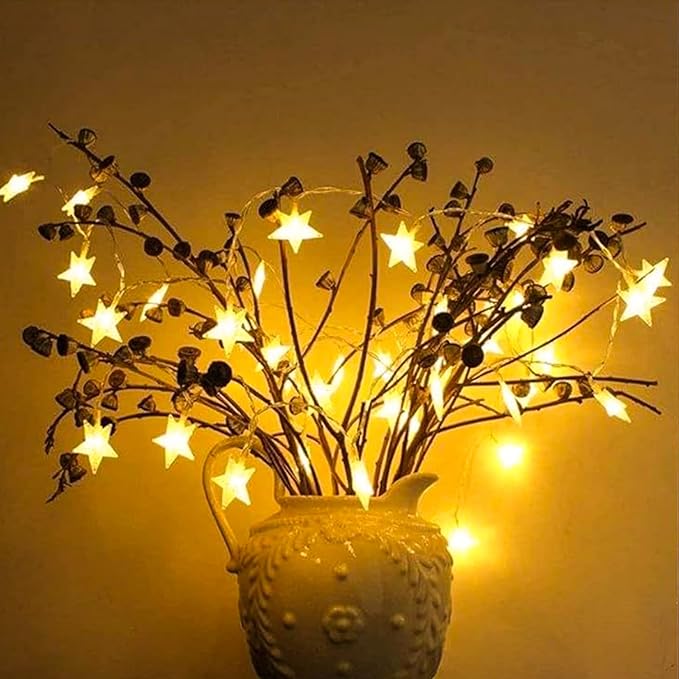 Fairy Star String Lights Plug in, 33ft 100 LED Cute Stars Shaped Lamp 8 Modes for Bedroom Classroom Dorm Porch Wedding Birthday Party Christmas Tree Indoor Outdoor Hanging Decorations (Warm White)