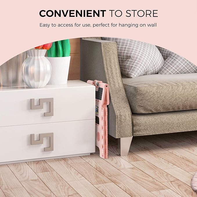 ACKO Folding Step Stool 13 inch Height Premium Heavy Duty Foldable Step Stools for Adults and Kids, Kitchen Plastic Small Collapsible Stepping Stool Hold Up to 300 LB Dot Pink (1 Pack)