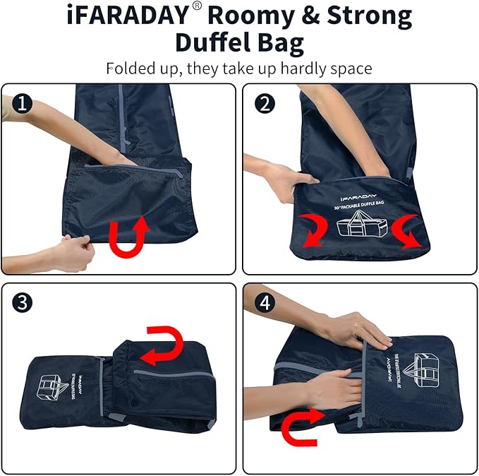 Foldable Duffle Bag for Travel - 75L Large Spare Travel Duffel Bag Lightweight with Trolley Sleeve - Navy