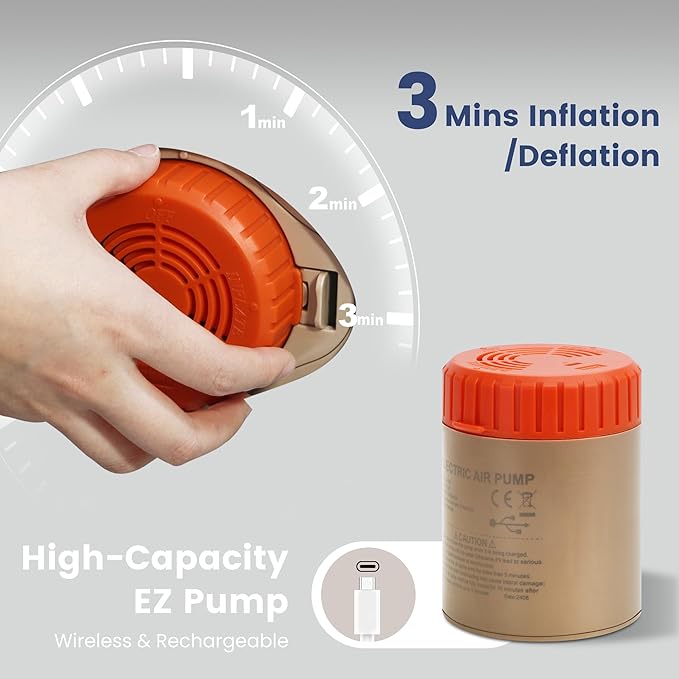 Eclipse Series Twin Air Mattress with USB Rechargeable Built-in Pump, Wireless Inflatable Airbed, Durable Leakproof Design, Portable for Home & Camping