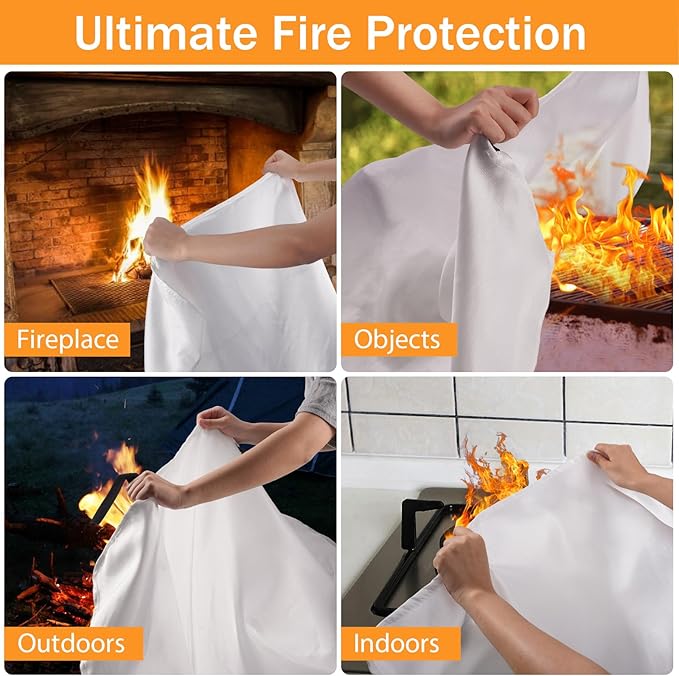 Emergency Fire Blanket for Home Kitchen - KANHIRO Fiberglass Fire Suppression Blanket Great for School, Fireplace, Grill, Car, Office, Warehouse (10 Pack, 39 in X 39 in)