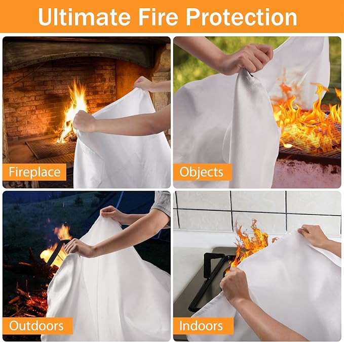 Emergency Fire Blanket for Home Kitchen - KANHIRO Fiberglass Fire Suppression Blanket Great for School, Fireplace, Grill, Car, Office, Warehouse (5 Pack, 39 in X 39 in)