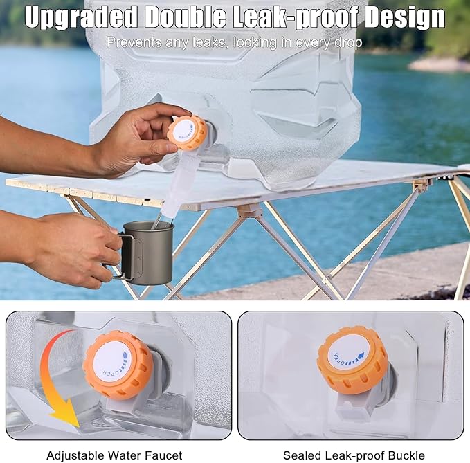 3.2 Gallon Water Jug with Spigot, Portable Water Tank BPA Free, Leak-Proof Water Containers for Camping Water Storage Containers for Emergency Outdoor Hiking Picnic, Green/Black/Yellow