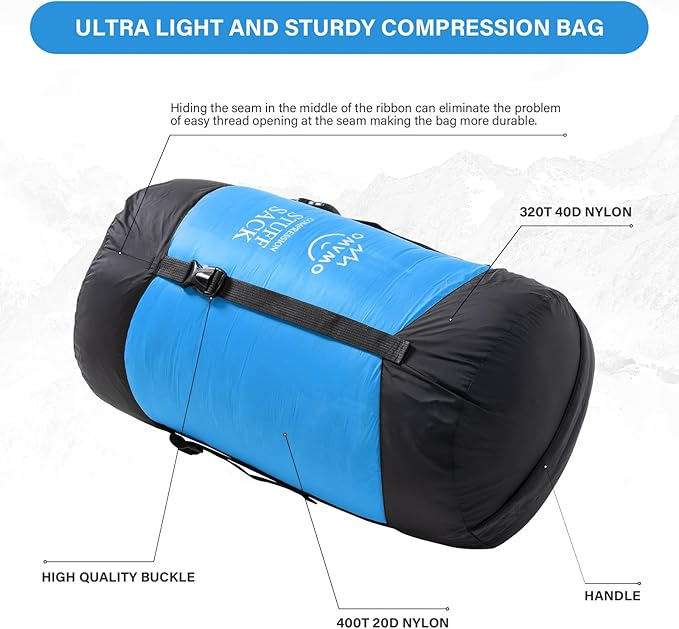 Compression Sack, 12L/19L/32L/46L/53L Water-Resistant Sleeping Bag Stuff Sack,Anti-Tear Ultra Light 400T 20D Nylon Storage Bag,Space Saving Gear for Camping Hiking Travel 1Pcs