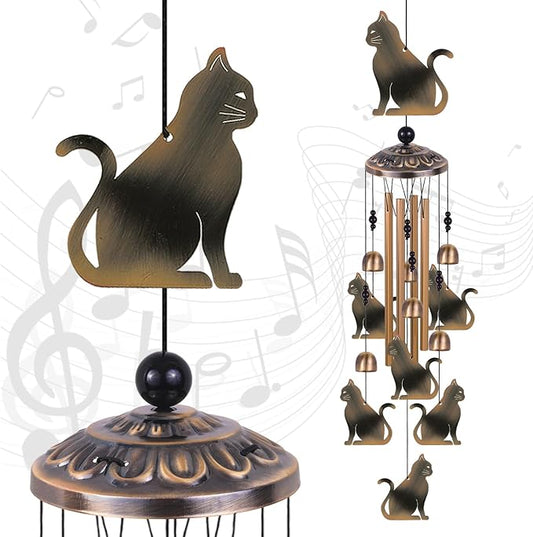 Bronze Cats Wind Chimes Decor, Mobile Wind Catcher, Retro Wind Bells, Blessing Wind Chime, Memorial Windchimes for Home, Balcony, Yard, Room, Xmas, Party, Indoor, Garden Decoration, Gifts for Mom