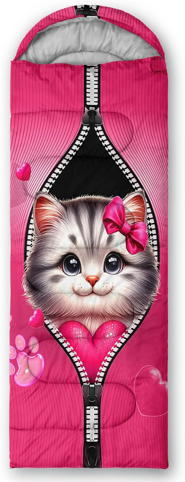 AILONEN Pink Lovely Rabbit Sleeping Bag for Girls Kids Adults,Warm and Cool Weather,Lightweight,Waterproof Backpacking,Cartoon Flowers Printed Bunny Sleeping Bag for Camping