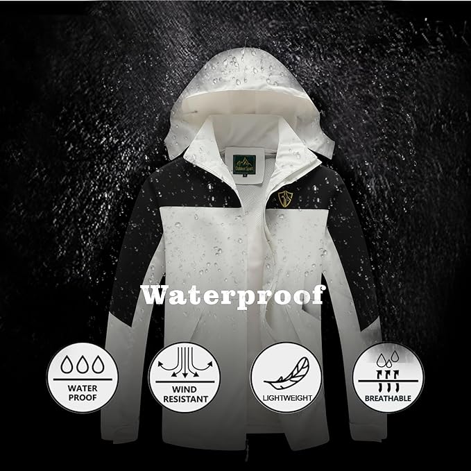 GIISAM Rain Jacket for Men, Mens Waterproof Raincoat Lightweight Rain Jackets Outdoor Rain Coat Windbreaker with Hood