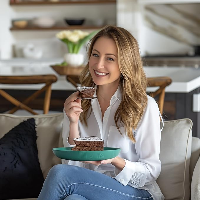 Homienly Wheat Straw Plates Set, Unbreakable Deep Dinner Plates, 9 inch Alternative to Plastic Plates for Kitchen, Kids, Camping, Microwave and Dishwasher Safe Plate for Salad, Dessert - Green