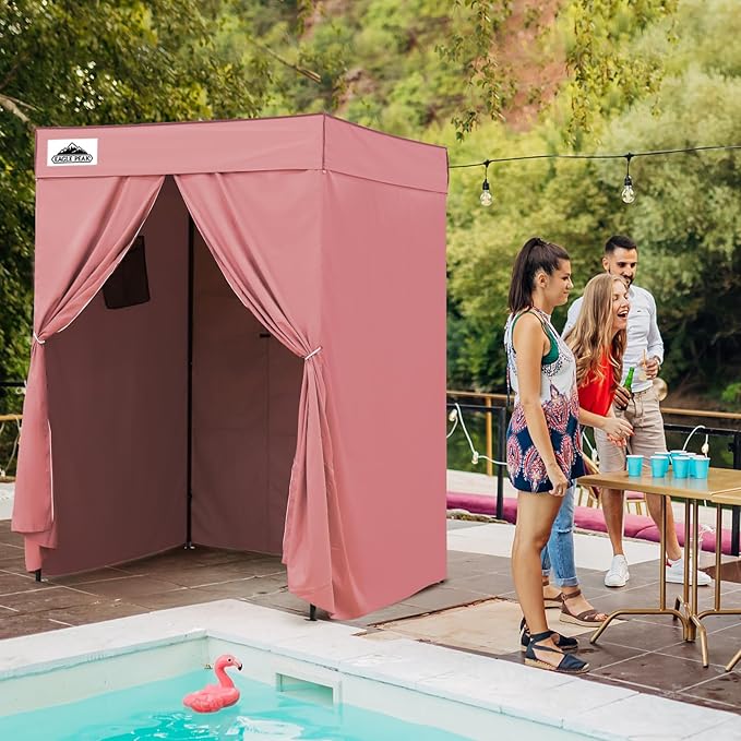 EAGLE PEAK Flex Compact 5x5 Pop-up Canopy Changing Room, Portable Privacy Dressing Room for Indoor Fashion Photoshoots, Camping, or Pool, Pink