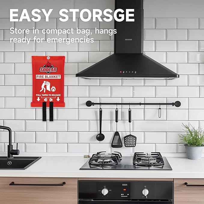 Fire Blanket Emergency for Home Kitchen - 12 Pack 40"x40" Fireproof Safety Protection Fiberglass Flame Retardant Blankets Survival Essential Kit for House Car Camping Outdoor Fireplace Grill BBQ