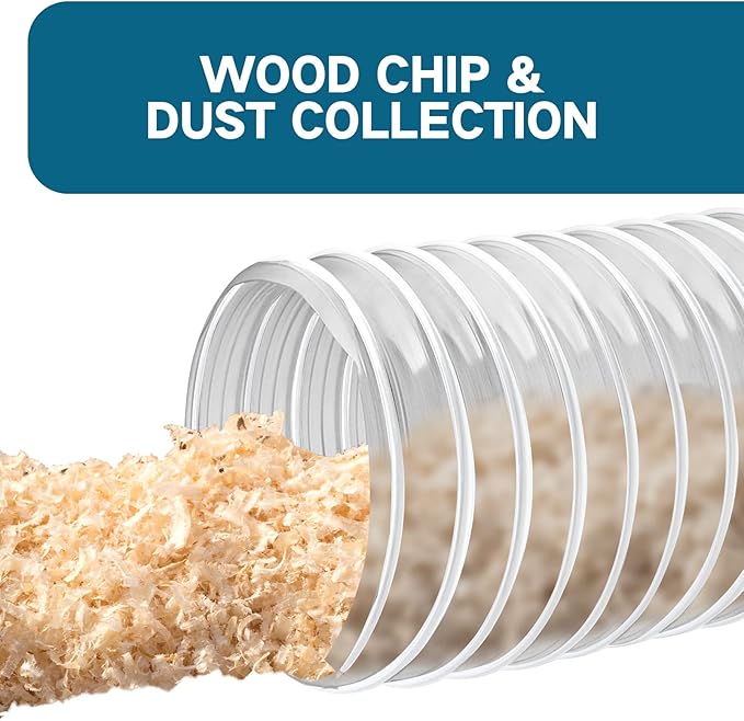 Heavy PVC Dust Collection Hose 2 1/2" x 20', Puncture Resistant PVC Dust Collection Hose with Carbon Steel Wire Coil for Woodworking, Workshops, Dust Collectors