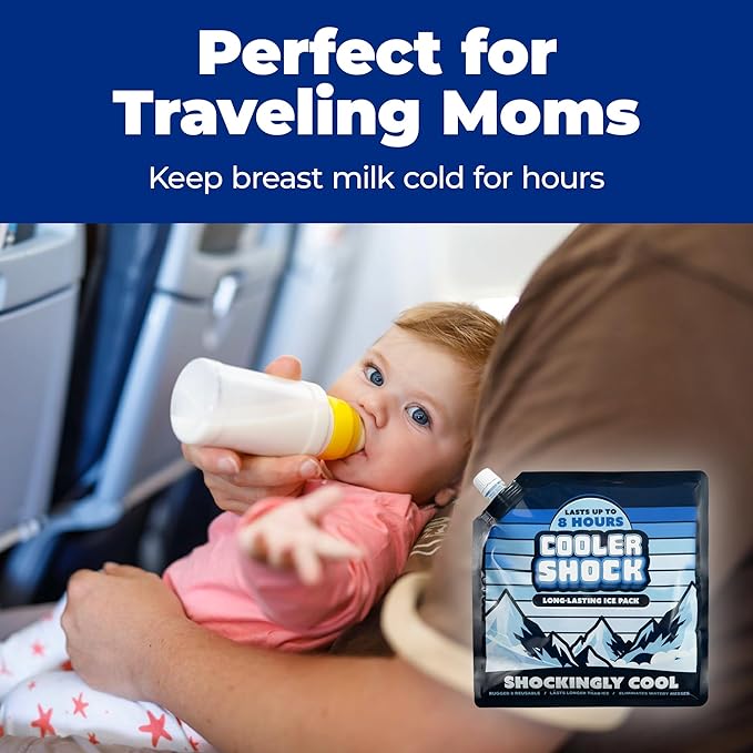 Cooler Shock Reusable Ice Packs for Cooler - Long Lasting Cold Freezer Packs for Coolers and Lunch Boxes - Cooler Ice Packs for Camping Gear, Fishing, Road Trips, Beach Must Haves