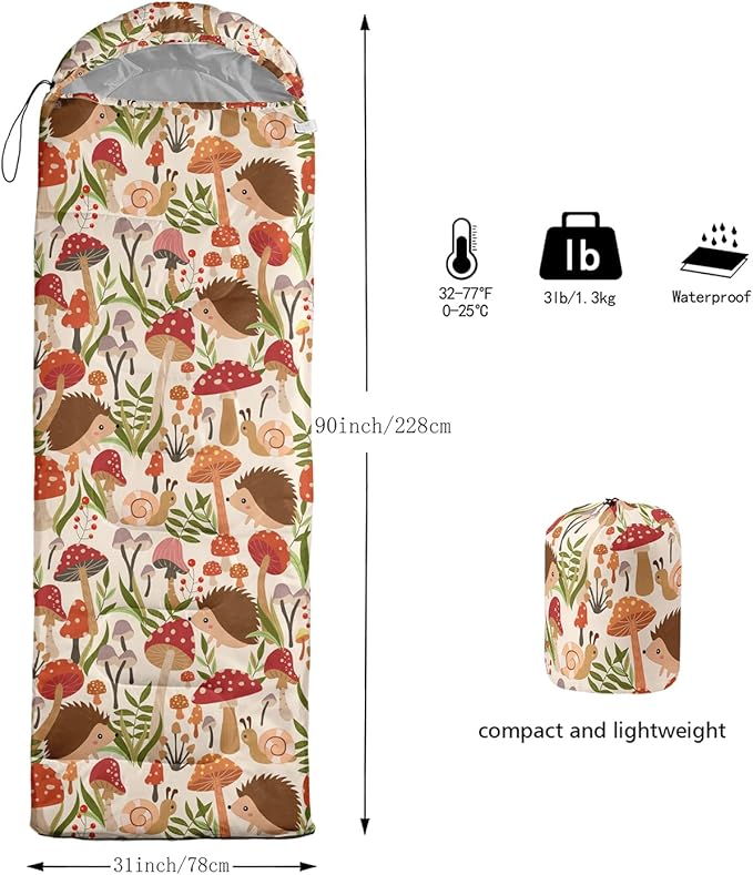 AILONEN Outer Space Astronaut Camping Sleeping Bags,Lightweight & Waterproof,3 Season Warm & Cool Weather,Cartoon Sleeping Bags for Kids,Boys Girls Travelling,Outdoors