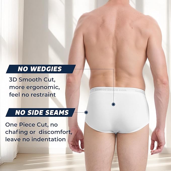 BAMBOO COOL Mens Breathable Soft Underwear Open-fly Classic Briefs, Tag-free