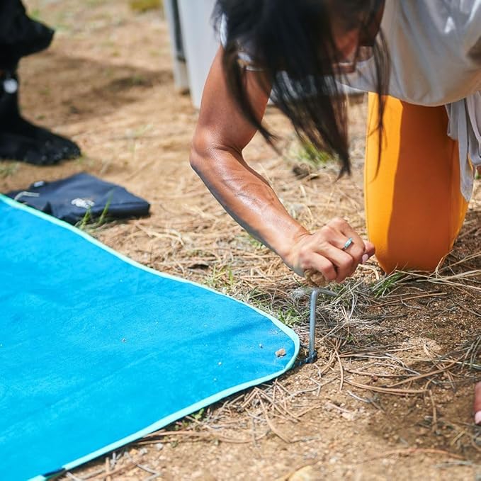 Rumpl Everywhere Mat, Waterproof Picnic Blanket and Ground Mat for Camping, Hiking, and Picnicking, 52x75 Inches, Ocean Fade