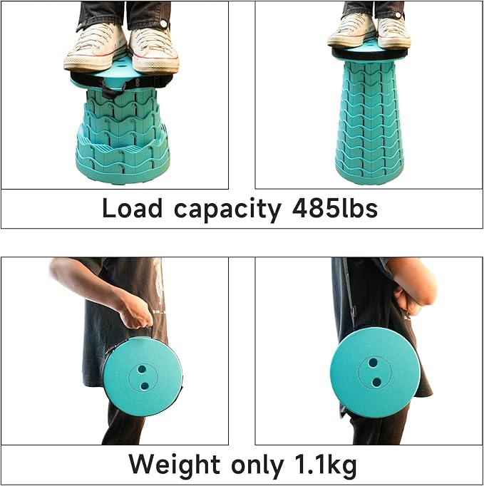 FoldingStool Colorful Stool Body Portable Collapsible Stool Seat Max Load Capacity 397lbs, Telescopic Folding Stools Retractable Stools for Adult Camping Hiking Travel Outdoor BBQ