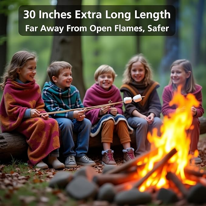 125 PCS 30-Inch Extra Thick 6.3mm Smores Sticks & Marshmallow Sticks for Fire Pit & Campfire – Heavy Duty Long Bamboo Skewers for Grilling, BBQ, Hot Dogs, Camping, and Plant Stakes – VESYMAN