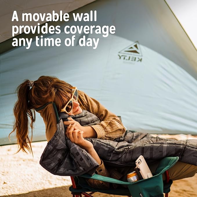 Kelty Sunshade – Pop Up Portable Shade UV Shelter for Beach Trips, Soccer Games, Backyard, Camping, Adjustable Side Wall, Wind Protection, 2024 Model