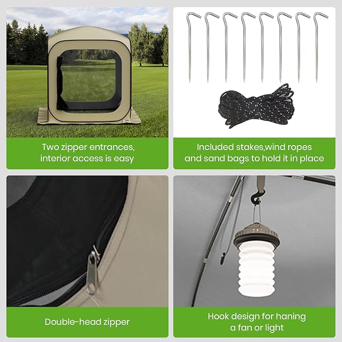 6x6 Pop-up Screen House Tent, Portable Screen Rooms for Outdoors with Storage Bag, Pop up Gazebo with Mosquito Netting,Screened in Canopy for Camping with 2 Zipper Entrances for Traile/Deck/Camping