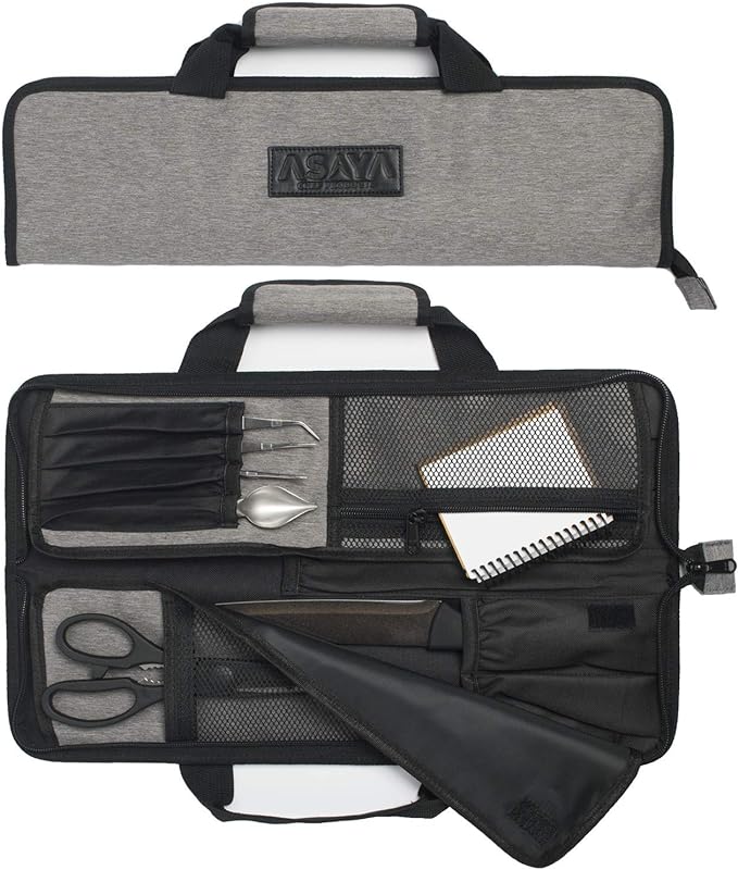 Asaya Chef Knife Roll Bag - 12 Pockets for Knives and Kitchen Utensils - Lightweight, Durable, and Stain Resistant Nylon - Perfect for the Traveling Chef - Knives not Included