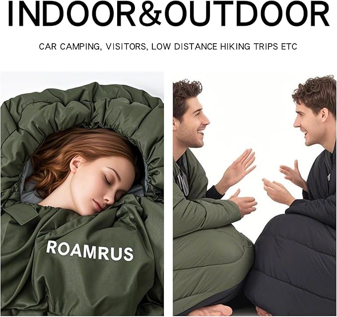 3 Seasons Sleeping Bags for Adults, Portable, Waterproof, Lightweight,with Storage Sack for Outdoor & Indoor, Hiking, Camping, Warm & Cold Weather Sleeping Bag for kids 10-12, Girls, Boys Mens