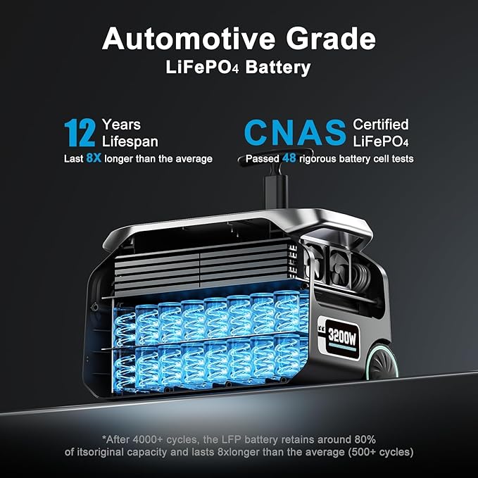 IEE 3200W Portable Power Station P3200 with 3x200W Solar Panel, 2048Wh Solar Generator, 1800W AC Charging, AC Outlets x 4, LiFePO4 Battery Power Station for Home Backup, Camping, RV, Emergency
