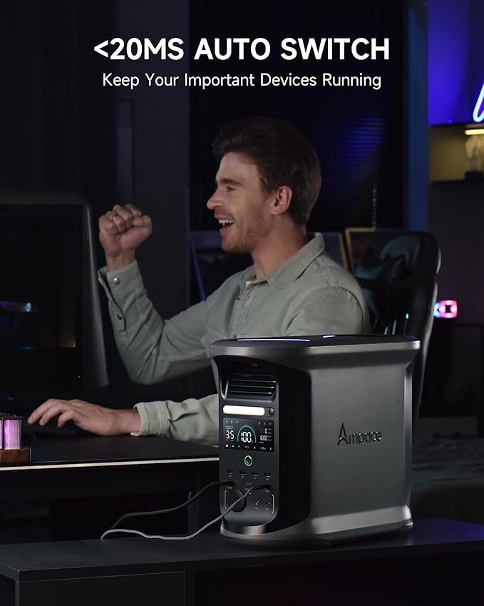 Portable Power Station Andes 1500, Full Charge in 55 Min, 1462Wh LiFePO4 Battery, 2400W (Peak 3600W) Solar Generator for Home Backup, Power Outages, Camping & RVs(Solar Panel Optional)