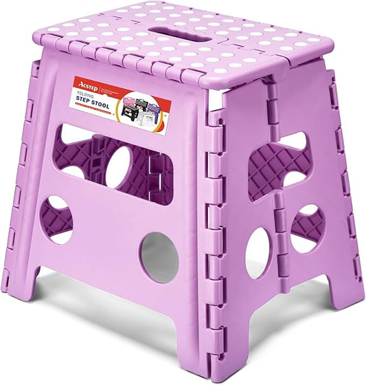ACSTEP 13 Inch Folding Step Stool,Foldable Step Stools for Kids and Adults 300 LB Capacity, 300 LB Capacit Suitable for Kitchen Fishing (Light Purple)