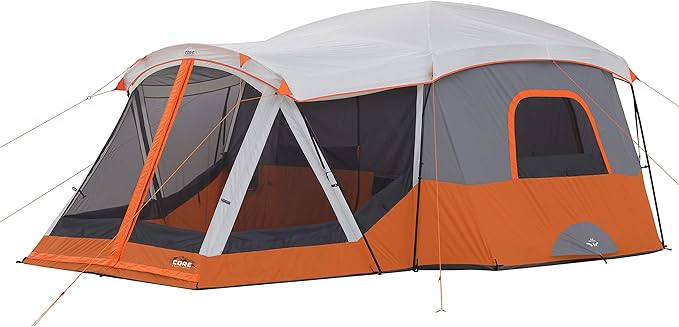CORE Tent for Family Camping | 10 Person / 11 Person / 12 Person Large Multi Room Cabin Tents for Car Camping & Outdoor Adventures