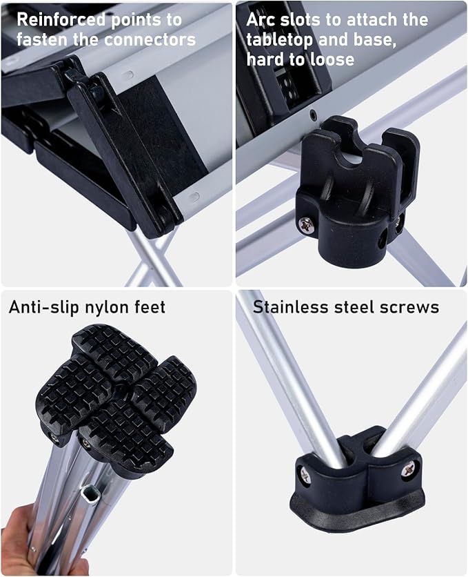 iClimb Ultralight Compact Camping Folding Table with Carry Bag (Silver - S)