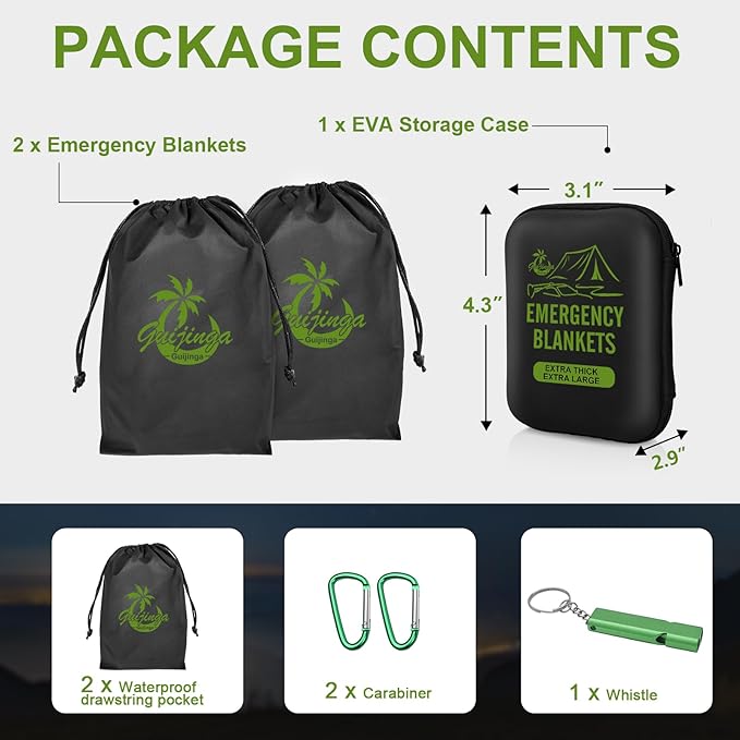 Emergency Blankets for Survival, 2-Pack/4-Pack Space Blankets, Gigantic & Extremely Thick Survival Blanket, Suitable for Outdoor Survival, Camping, and Hiking