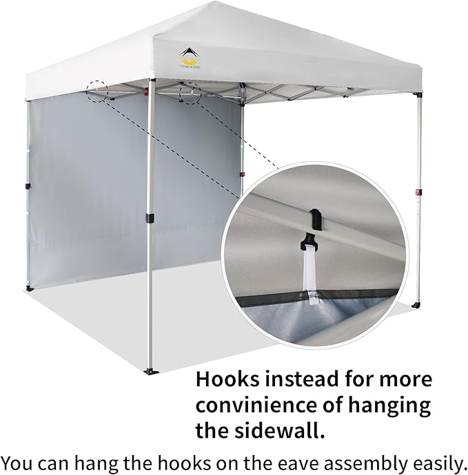 CROWN SHADES 8x8 Pop Up Canopy with 1 Side Wall - Beach Tent with One Push Setup - Outdoor Sun Shade for Events, Parties, Camping - Gazebo with STO-N-Go Cover Bag (White)