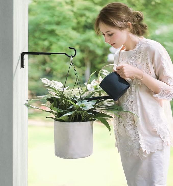 15 Inch 2 Black Pack Heavy Duty Outdoor Plant Hangers for Hanging Baskets, Iron Hanging Plant Brackets for Hanging Plants Outside, Metal Plant Hooks Plant Wall Hooks for Hanging Lantern, Bird Feeder