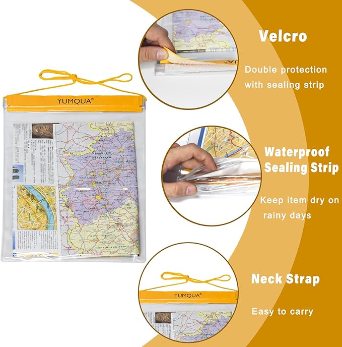 Waterproof Bags Large Size 3 Pack, Clear Watertight Pouch Holder for Document Map Camera Mobile Phone Car Key, fits Kayaking Boating Hiking Water Sports