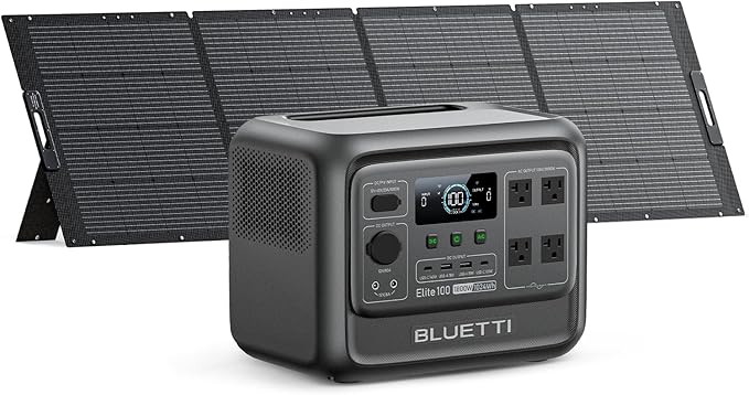 BLUETTI Portable Power Station Elite 100 V2 with 350W Solar Panel(ships separately), 1024Wh Solar Generator w/ 4 1800W AC Outlets, 35% Smaller, Ideal for Camping, Emergencies, Backup Power(2025 New).