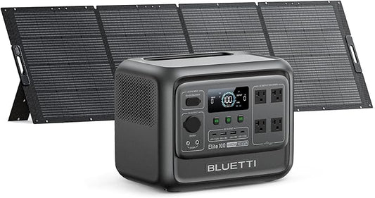 BLUETTI Portable Power Station Elite 100 V2 with 350W Solar Panel(ships separately), 1024Wh Solar Generator w/ 4 1800W AC Outlets, 35% Smaller, Ideal for Camping, Emergencies, Backup Power(2025 New).