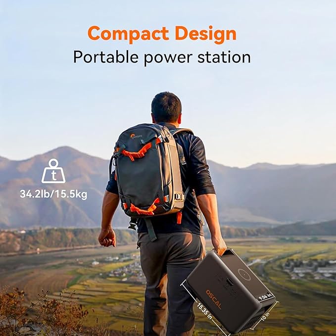 OSCAL PowerMax 1800 Solar Generator with 2×400W Solar Panels (2025 New), 1024Wh LiFePO4 Battery Backup, 1800W Portable Power Station with 3 AC Outlets (3200W Peak), 700W AC Fast Charging, App Control