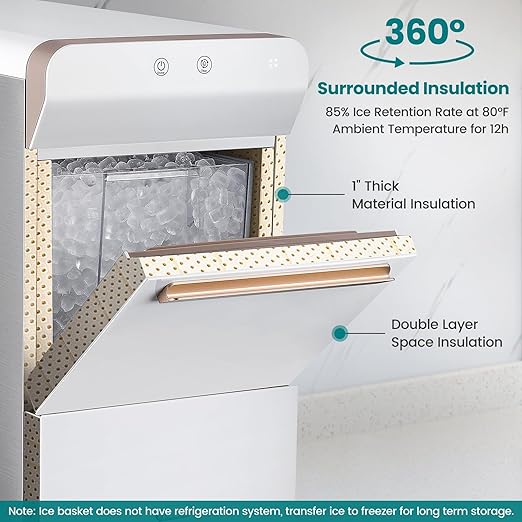 Gevi V2.0 Nugget Ice Maker Countertop 30lbs/24H, Pellet Ice Makers with Self-Cleaning & Energy-Efficient, Chewable Pebble Ice Machine for Home, White