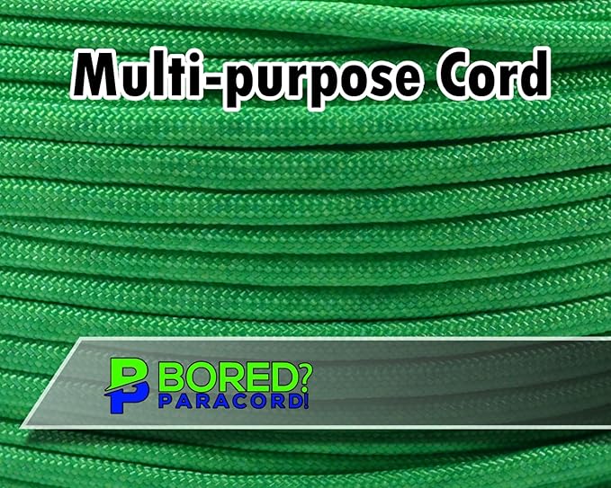 BORED? PARACORD! 550 lb Paracord - Ideal for Crafting, Camping, DIY Projects, Active & Military Outdoors - Strong Survival Rope - Tactical Parachute Cord Type III - Neon Green 1000 Feet