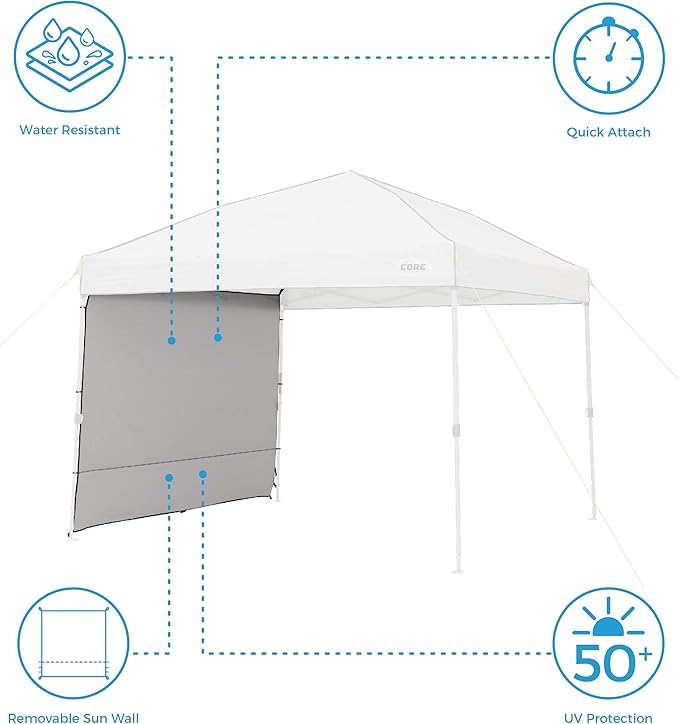 CORE Removable Sun Wall for Straight Leg Canopy Gazebo, Accessory Only, 10 ft x 10 ft
